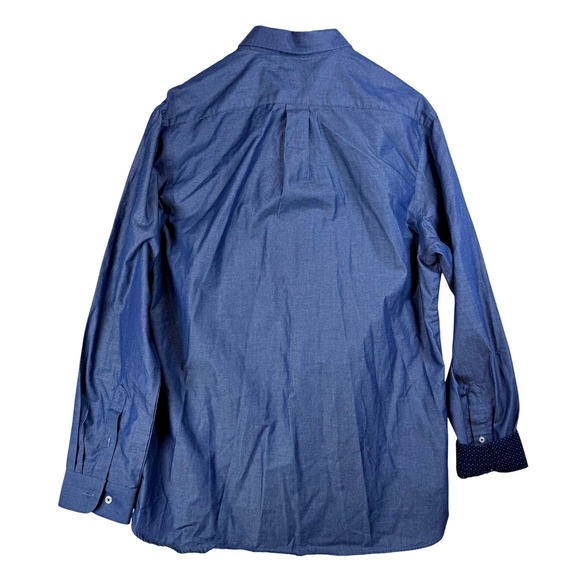 Van Heusen Originals Mens Classic Fit Long Sleeve Button‎ Down Shirt Blue L G - Picture 2 of 8